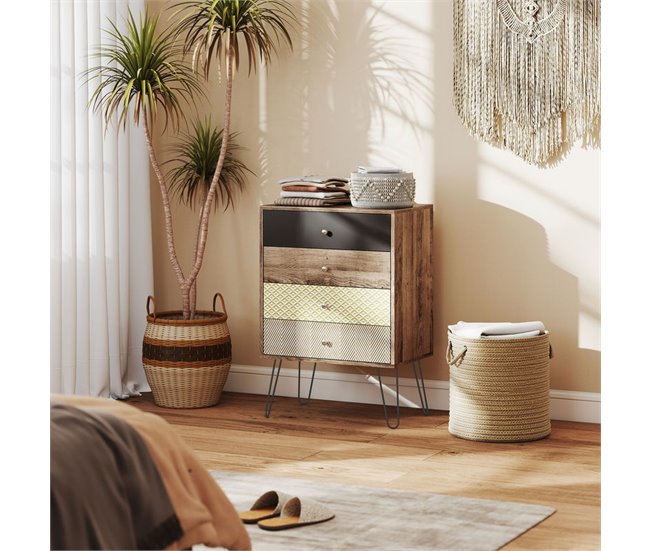 Cómoda Melamina de Madera, Acero HOMCOM Marron