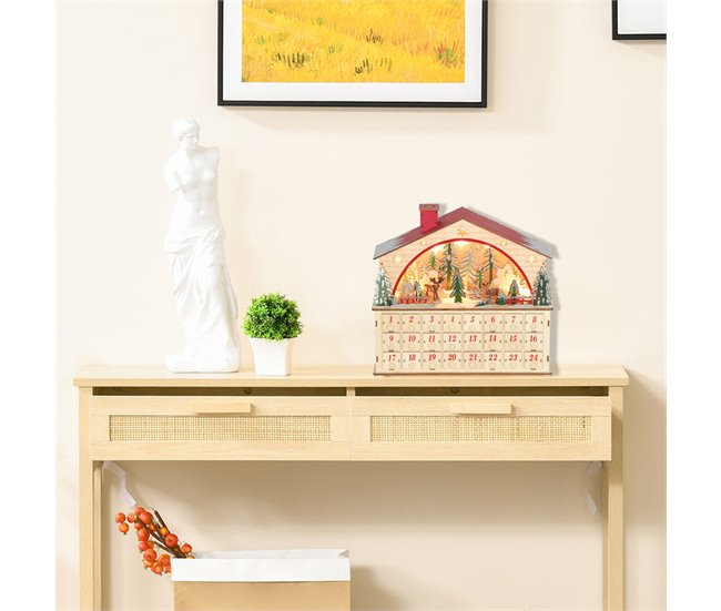 Calendario Adviento Navidad Tablero Multicapa HOMCOM Marron