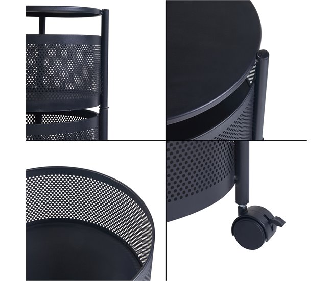 [en.casa] Carrito de cocina Steigen con 4 cestas redondas acero 33 Blanco