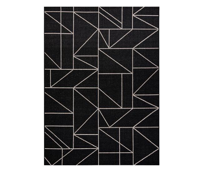 Alfombra de cuerda sisal FLOORLUX 20605 Triángulos 120x170 Negro
