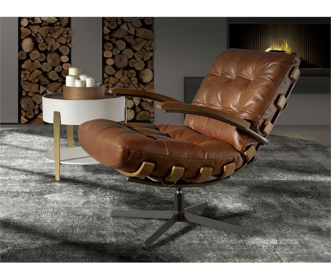 ANGEL CERDA Sillón giratorio piel Marron