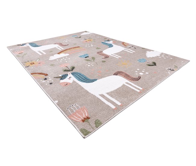 Alfombra FUN Sweety para niños unicornio arcoiris 140x190 Beige
