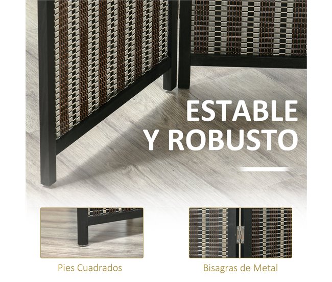 Biombo de Bambú Bambú, Madera de Pino HOMCOM, hogar - decoración Multicolor