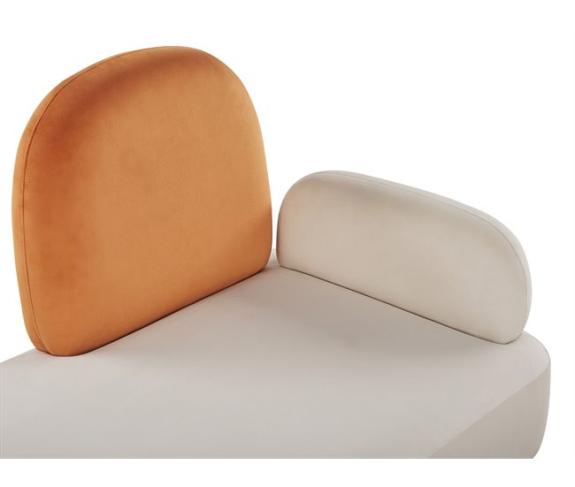 Beliani Chaise longue derecho Terciopelo ARCEY Blanco/ Beige
