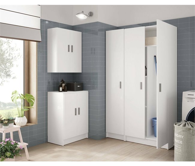 Armario multiusos 1 puerta efecto madera 37 Blanco