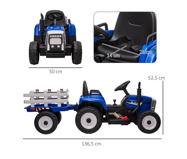 Coche Eléctrico Infantil PP, Metal HOMCOM Azul