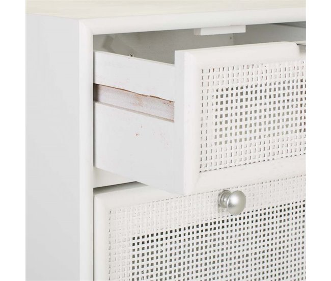 Mueble zapatero de madera y rejilla 70 Blanco