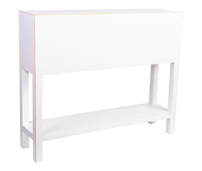 Aparador de madera de 6 cajones y 2 puertas Blanco