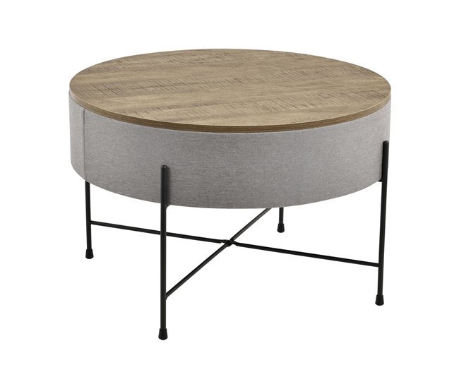 Mesa de centro Tauranga con tablero extraíble aglomerado/metal Gris