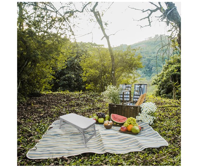 Acomoda Textil – Mesa Plegable de Aluminio 50x30 Blanco/ Gris