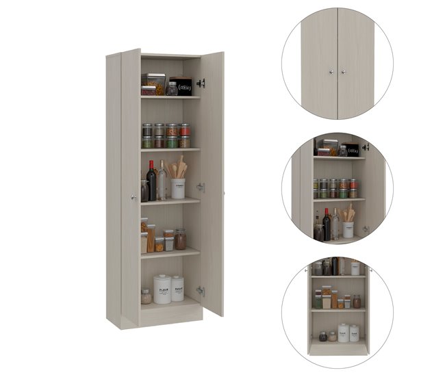 Armario Multifuncional Z, con dos puertas y estantes internos Beige