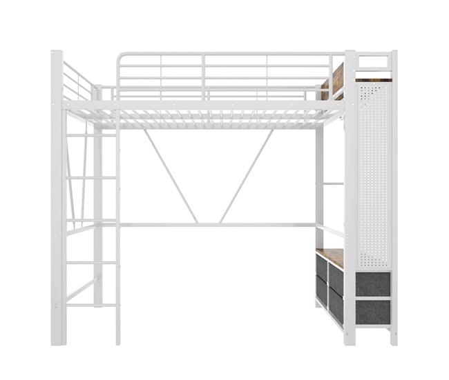 Cama alta para niños 95x227 Blanco