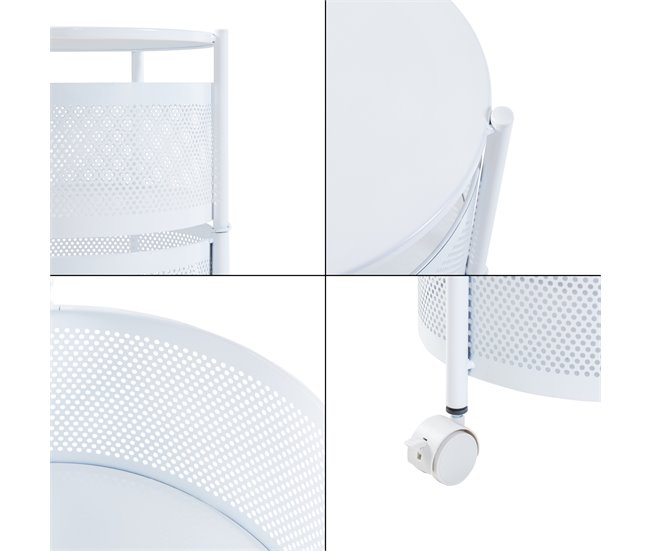 [en.casa] Carrito de cocina Steigen con 4 cestas redondas acero 33 Blanco