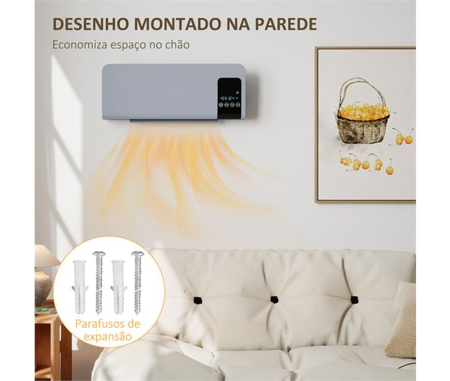 Calentador Eléctrico Pared ABS HOMCOM, hogar - climatización Gris