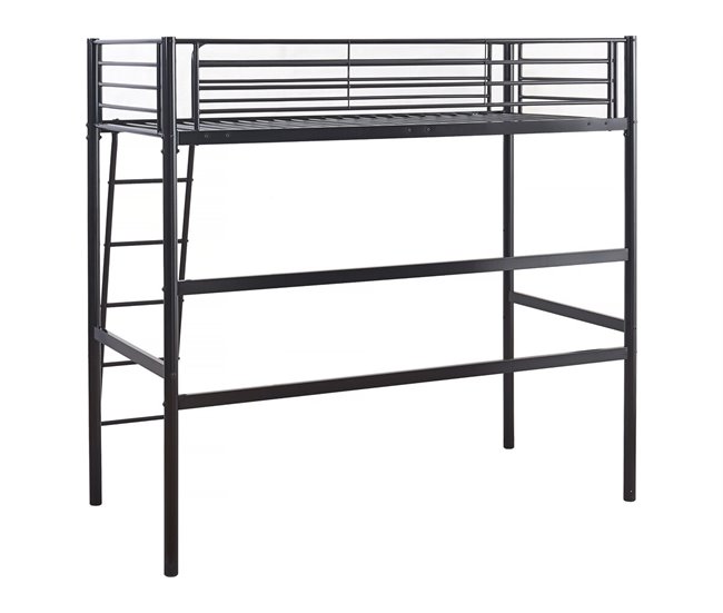 Cama alta de metal "Alora" 97x200 Negro