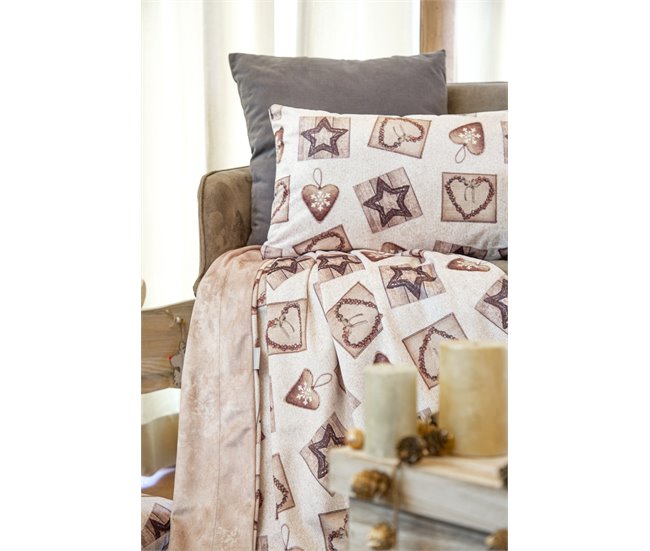 FUNDA DE COJIN DE TERCIOPELO DE NAVIDAD WARM Beige