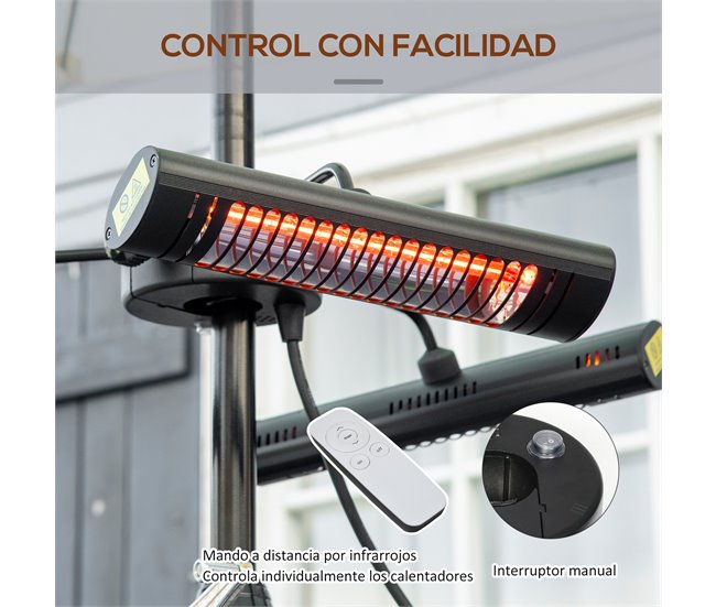 Calefactor Exterior Outsunny 842-279V91BK Negro
