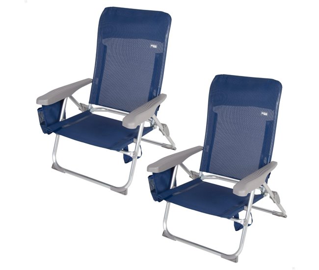 Aktive Pack 2 sillas de playa multiposición Slim Azul
