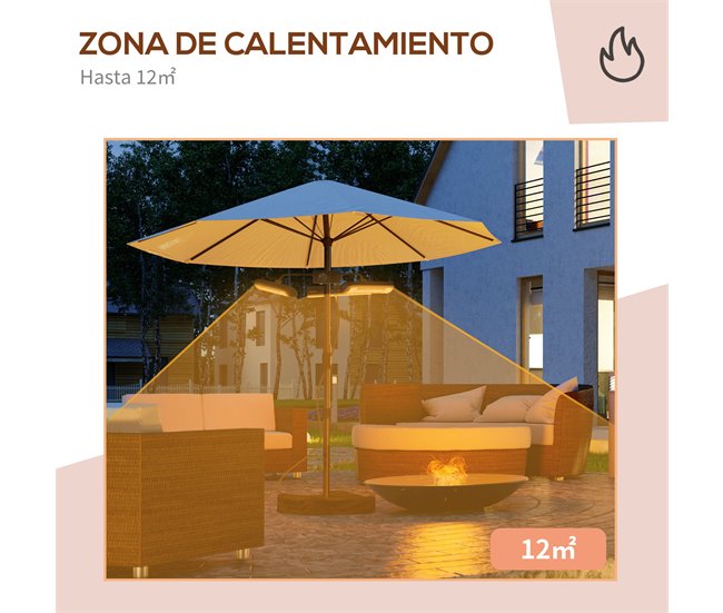 Calefactor Exterior Outsunny 842-279V91BK Negro