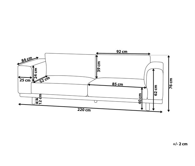 Beliani Sofá de 3 plazas Poliéster NIVALA Amarillo