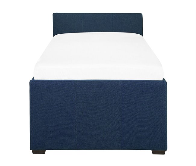 Beliani Cama con somier Poliéster MARMANDE 86x214 Azul Marino