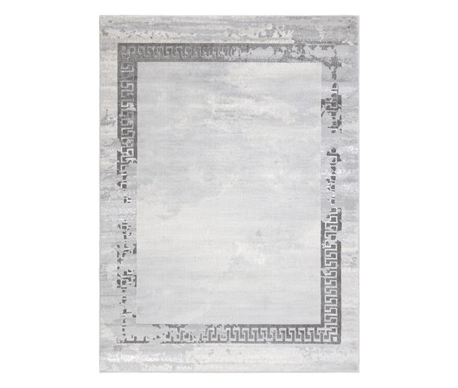 Alfombra LIRA E1473 Marco griego vintage estructural moderna 160x220 Gris