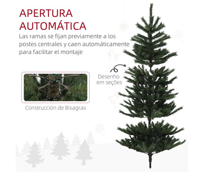 Árbol de Navidad Plástico, Acero HOMCOM, hogar - decoración Verde