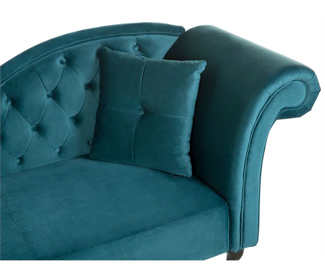 Beliani Chaise longue derecho Terciopelo LATTES Azul/ Verde