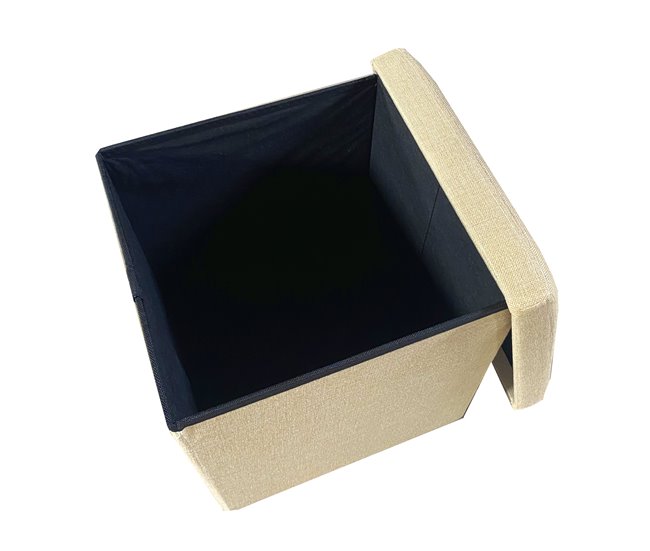 Puff Ottoman de Almacenaje Cuadrado Plegable Beige