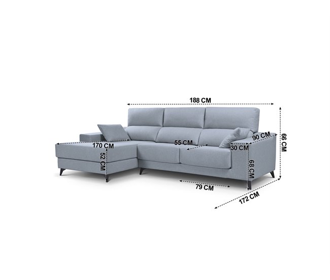 Chaise longue NOELIA 3 plazas Azul Claro