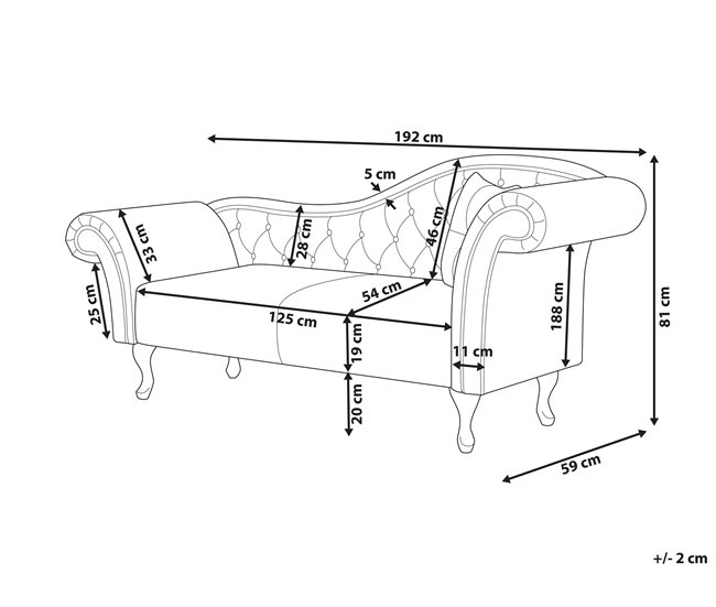 Beliani Chaise longue derecho Terciopelo LATTES Beige