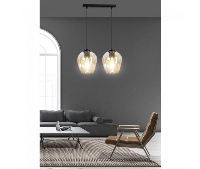 Regleta de techo Domos (2 luces) Cristal - Metal Moderno Ambar