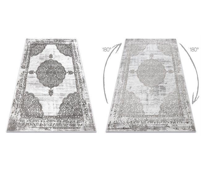 Alfombra LIRA E1468 Rosetón estructural moderna glamour 120x170 Blanco/ Gris