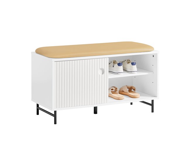 Banco Zapatero con Puertas Correderas FSR116-W SoBuy Blanco