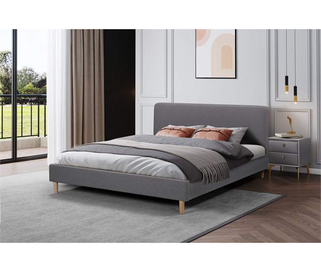 Cama doble de tela 145x197 Gris