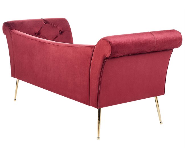 Beliani Chaise longue Terciopelo NANTILLY Rojo