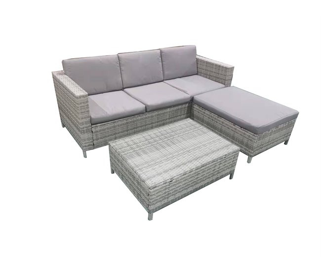 Set chasie longue LANZAROTE III com puff y mesa gris Gris
