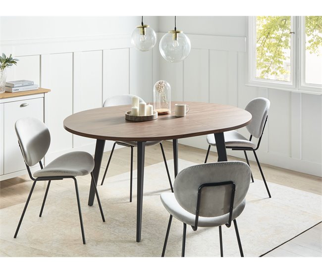 Beliani Mesa de comedor extensible BOVINA Madera Oscura