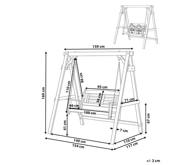 Beliani Columpio NERITO Madera Oscura