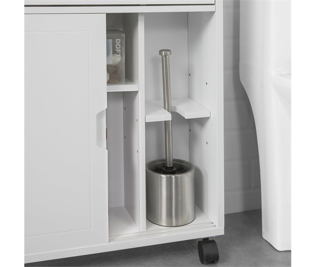 Armario Auxiliar Baño con 2 Puertas y 1 cajón BZR31-W SoBuy Blanco