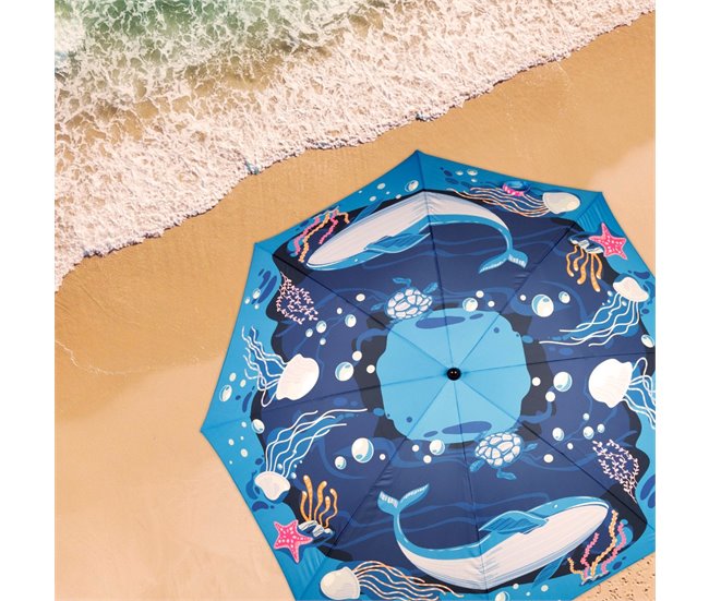 Aktive Sombrilla playa 200 cm inclinable mundo marino Azul