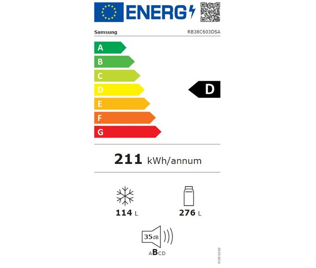 Frigorífico Combi 2,03M 390L No Frost SAMSUNG RB38C603DSA/EF  Inox
