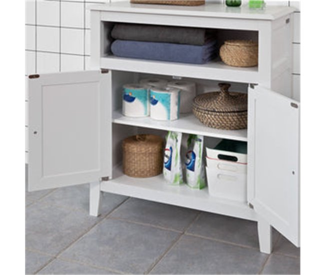 Armario para Baño con 2 Puertas y Estante FRG204-W SoBuy 69 Blanco