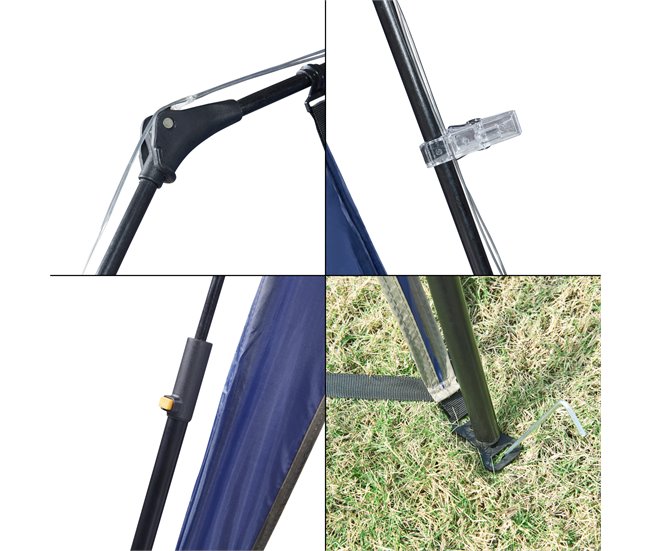 Cenador de jardín con LED Barendrecht con módulo solar [pro.tec] 250x250 Azul