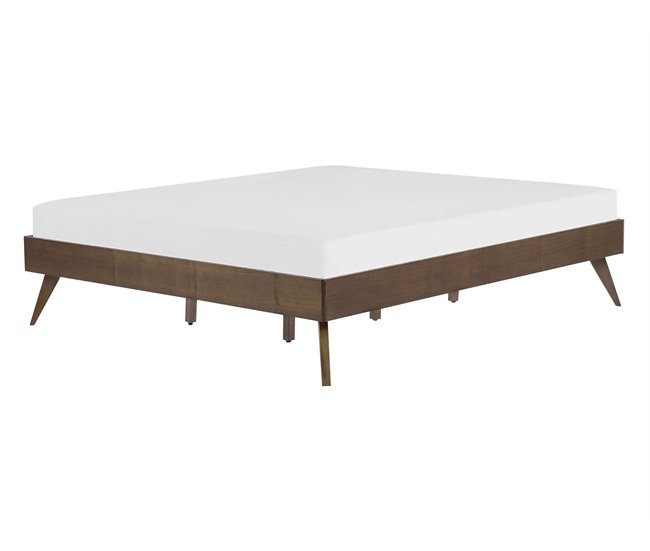 Beliani Cama con somier MDF BERRIC 148x202 Marron