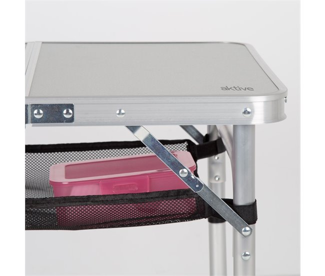Aktive Mesa plegable camping maletín antideslizante c/red auxiliar Beige