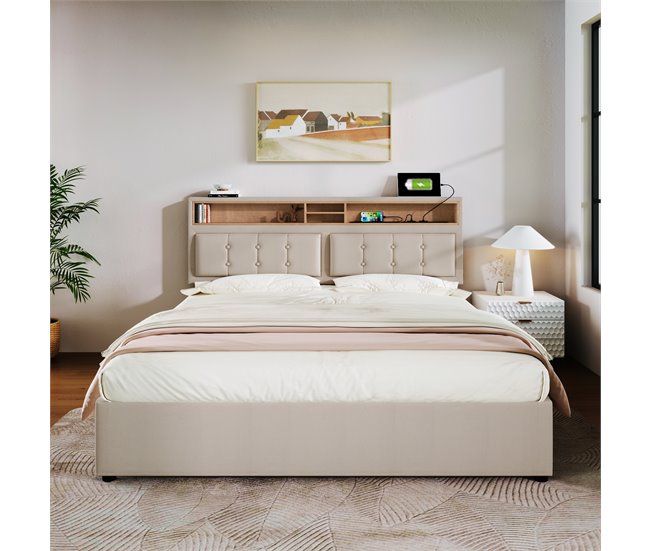 Camas de matrimonio 164x204 Beige