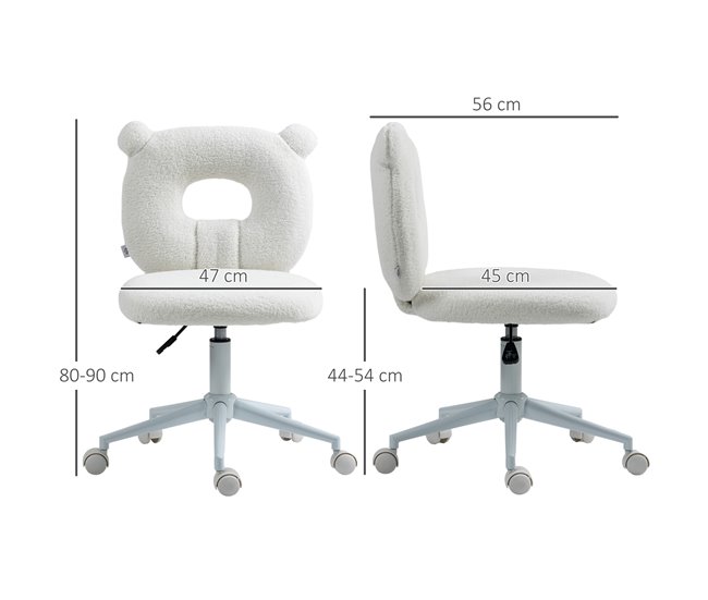 Silla de Escritorio Poliéster, Acero HOMCOM Blanco