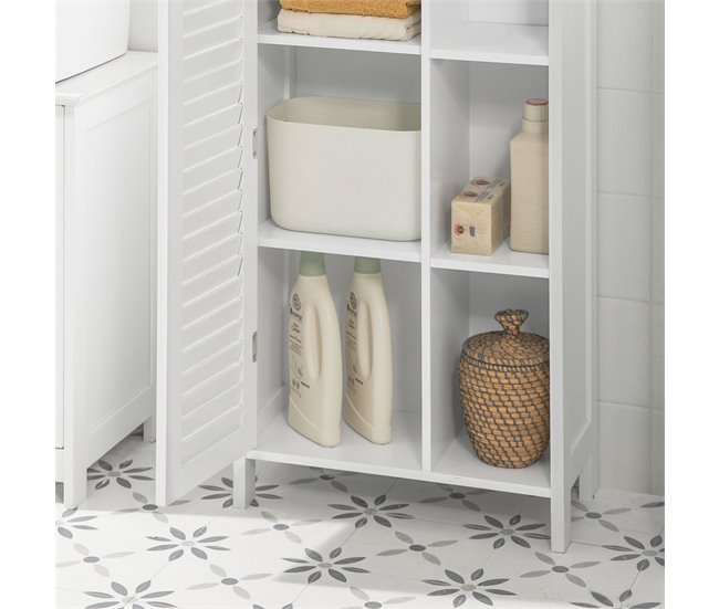 Armario de Baño con 1 Puerta y 3 estantes BZR39-W SoBuy Blanco