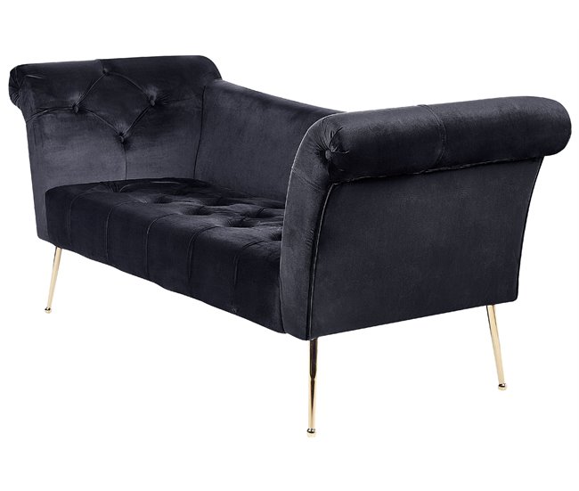 Beliani Chaise longue Terciopelo NANTILLY Negro
